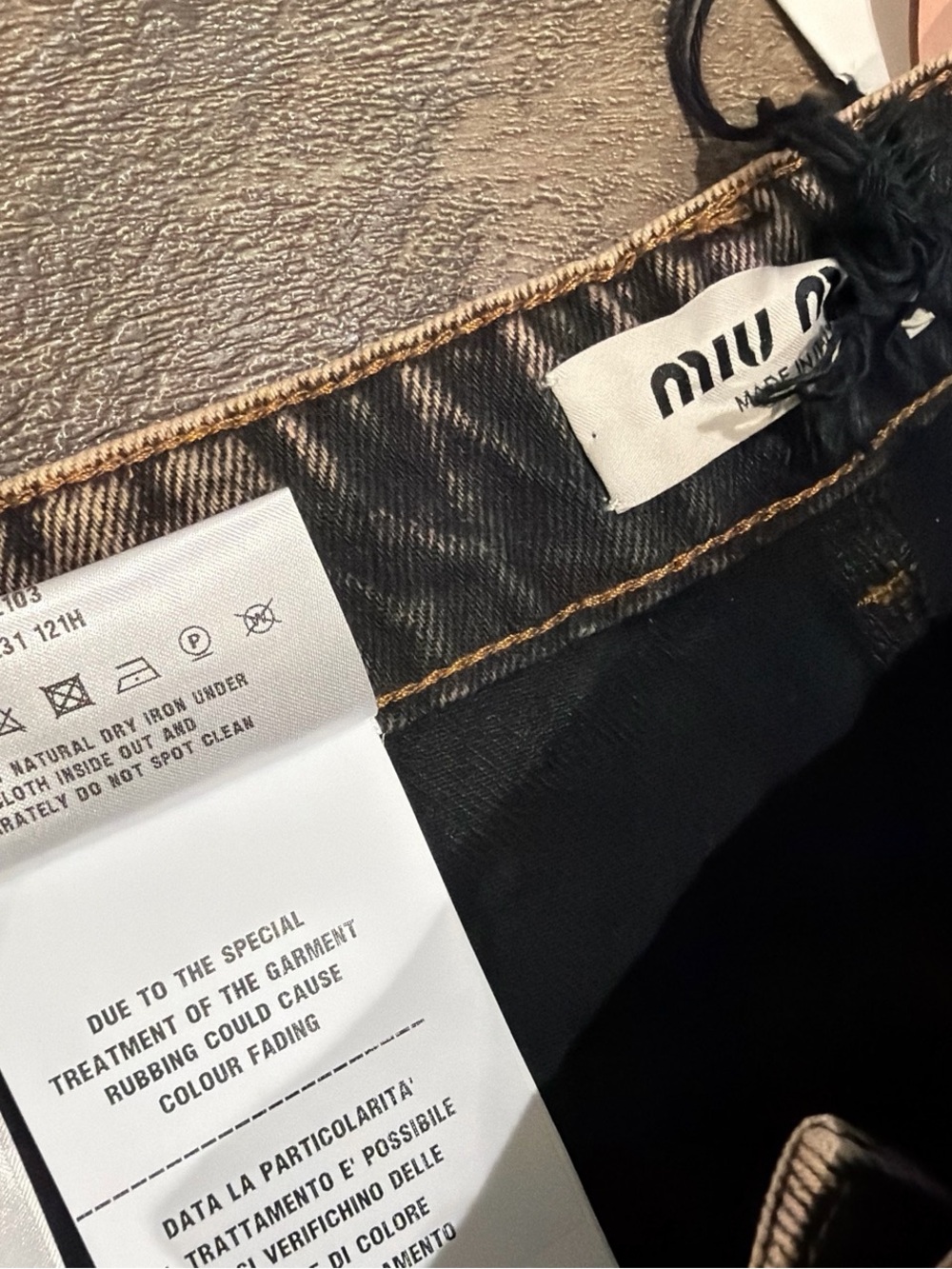 Miu Miu brown marbleized denim shorts in brown Nero - Picture 5 of 7